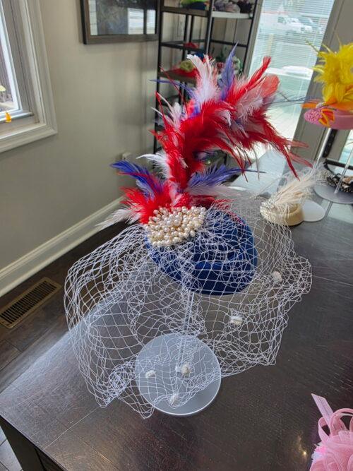 Preakness Fascinator - Red White And Blue