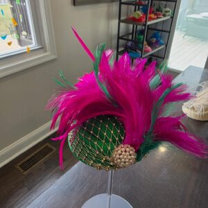 Preakness Fascinator - Pink & Green